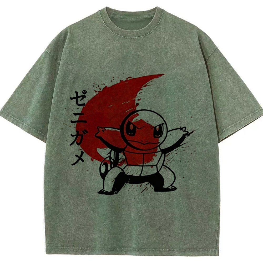 Ink Wash Squirtle Kanji Vintage Tee | Pokemon Anime
