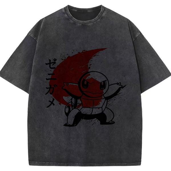 Ink Wash Squirtle Kanji Vintage Tee | Pokemon Anime