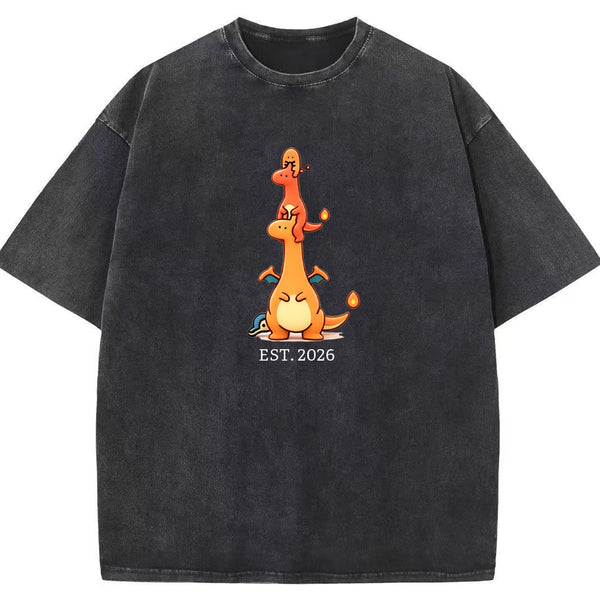 Cute Parent & Kid Charizard Vintage Washed T-Shirt