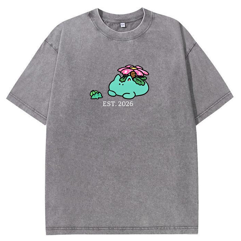 Cute Parent & Kid Bulbasaur Vintage Washed T-Shirt Secondary image