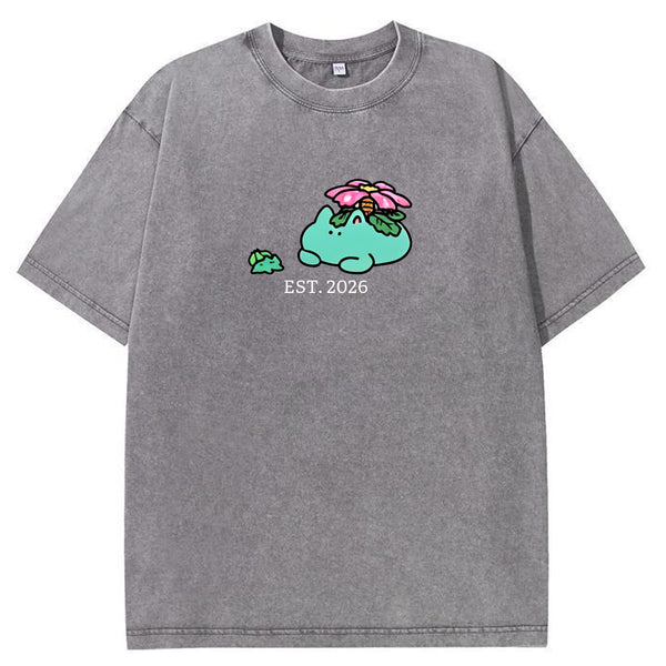 Cute Parent & Kid Meganium Vintage Washed T-Shirt