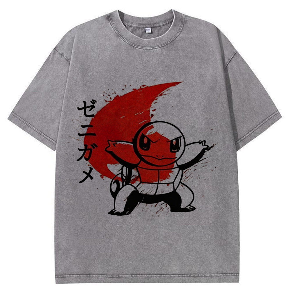 Ink Wash Squirtle Kanji Vintage Tee | Pokemon Anime