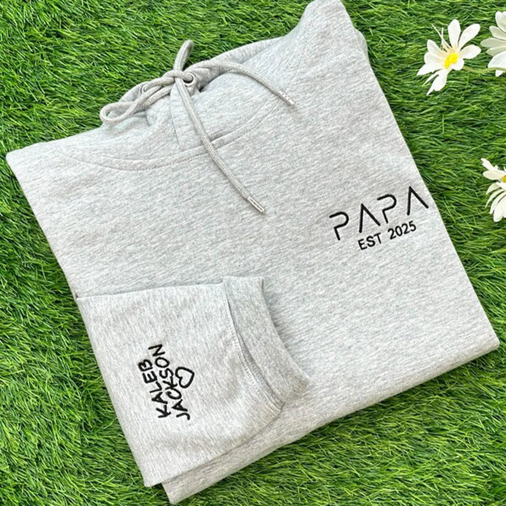 Personalized Papa Embroidered Sweatshirt | New Dad Gift & Father's Day Present