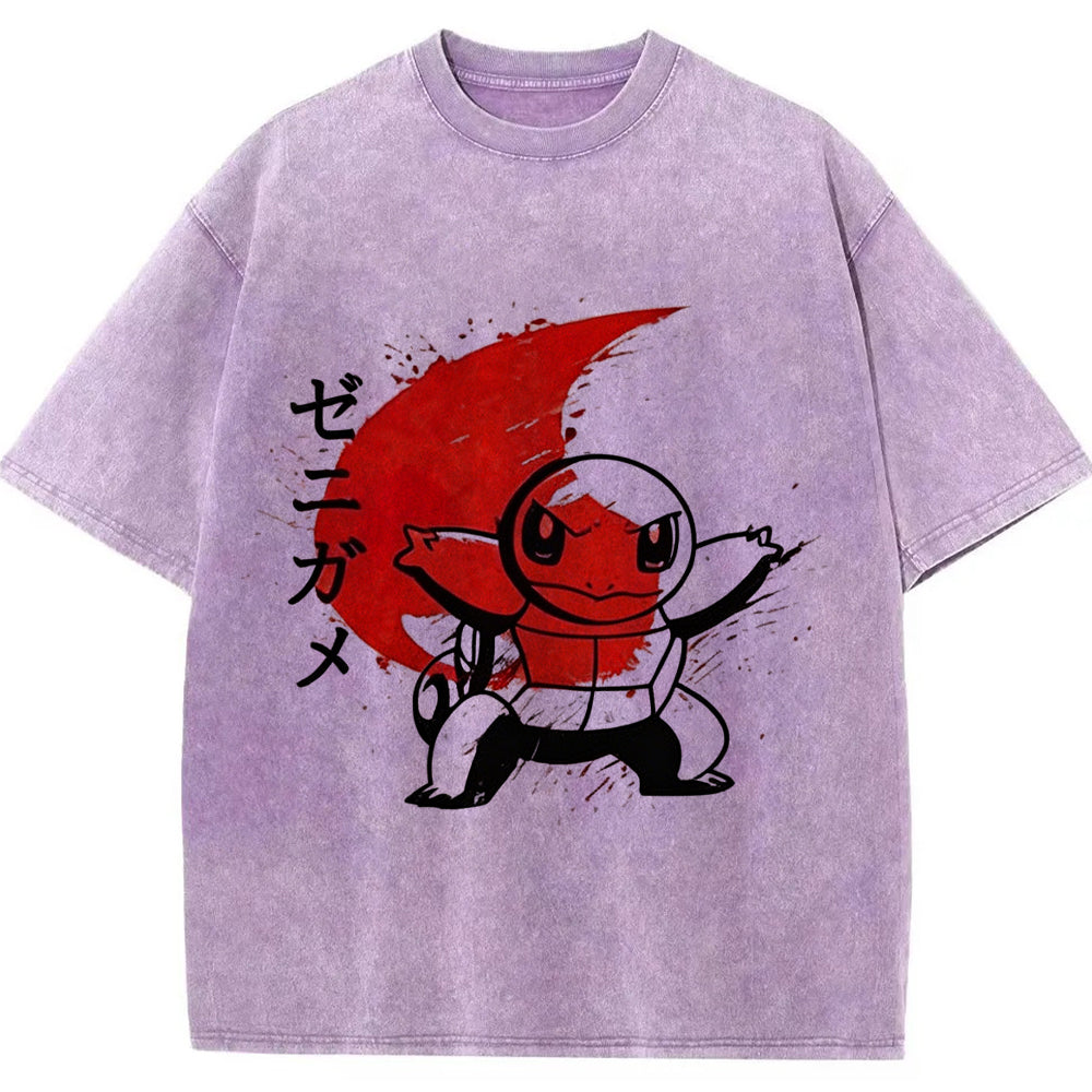 Ink Wash Squirtle Kanji Vintage Tee | Pokemon Anime