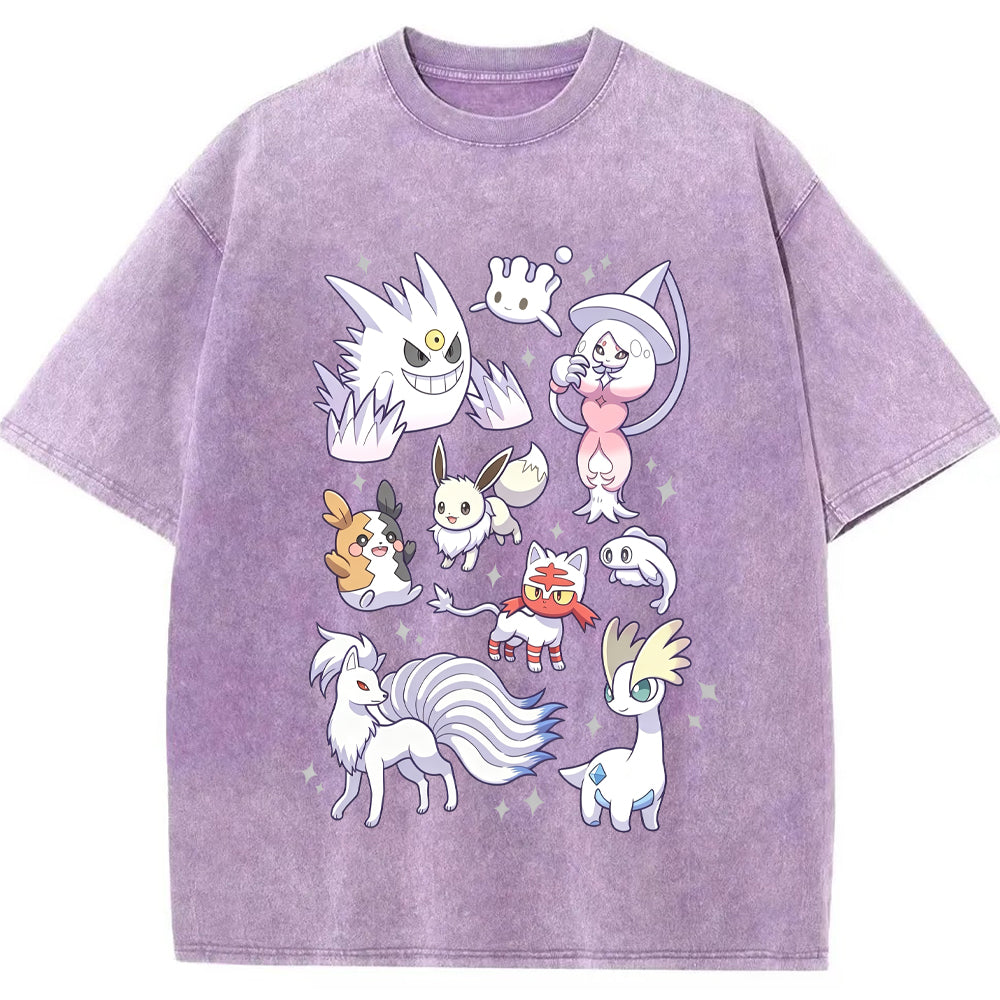 White Ice Ghost Fairy Type Squad Cartoon Tee | Pokemon Anime Main image