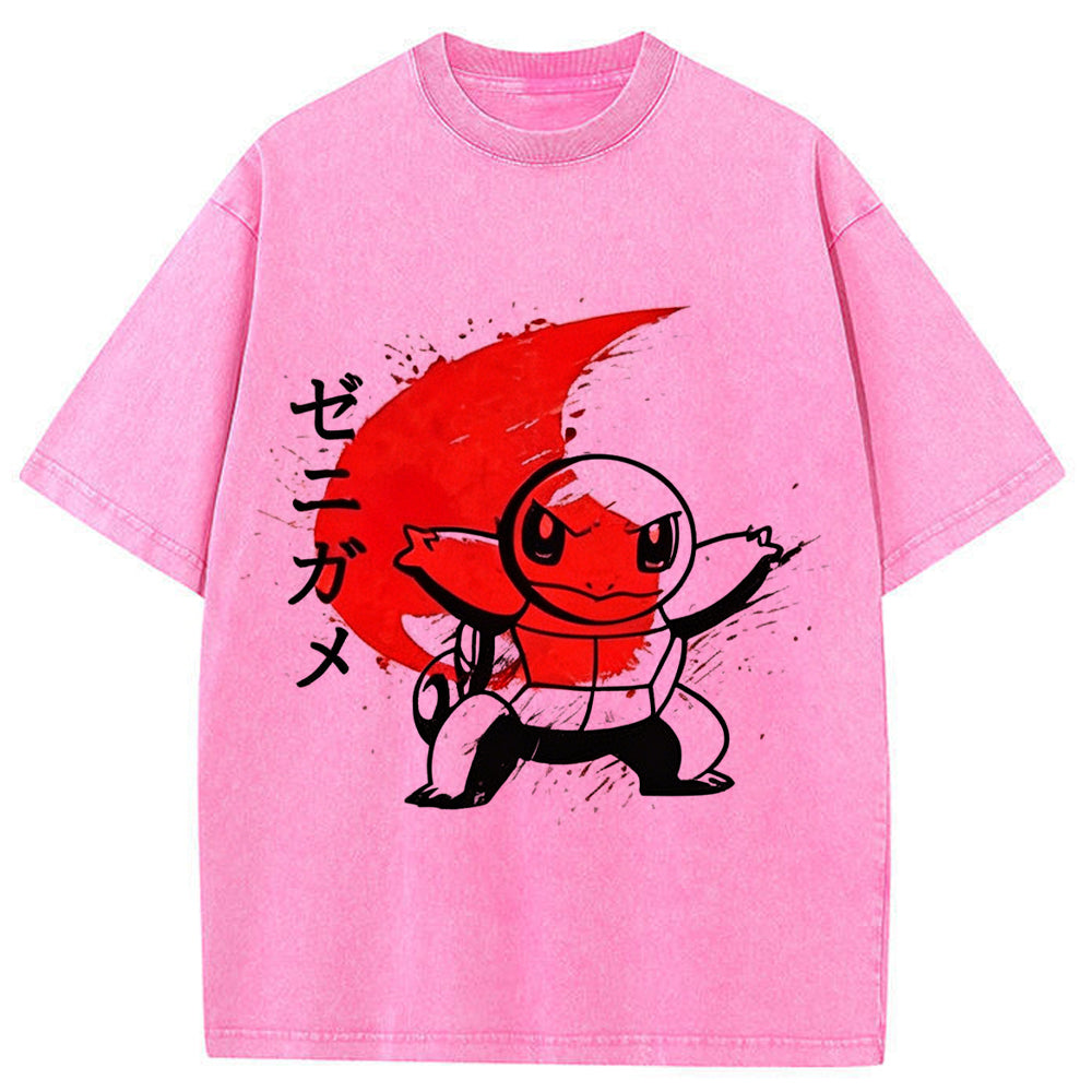 Ink Wash Squirtle Kanji Vintage Tee | Pokemon Anime
