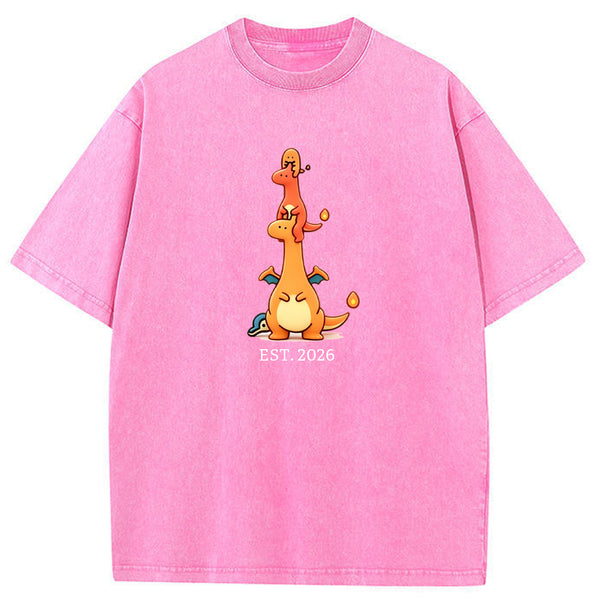 Cute Parent & Kid Charizard Vintage Washed T-Shirt