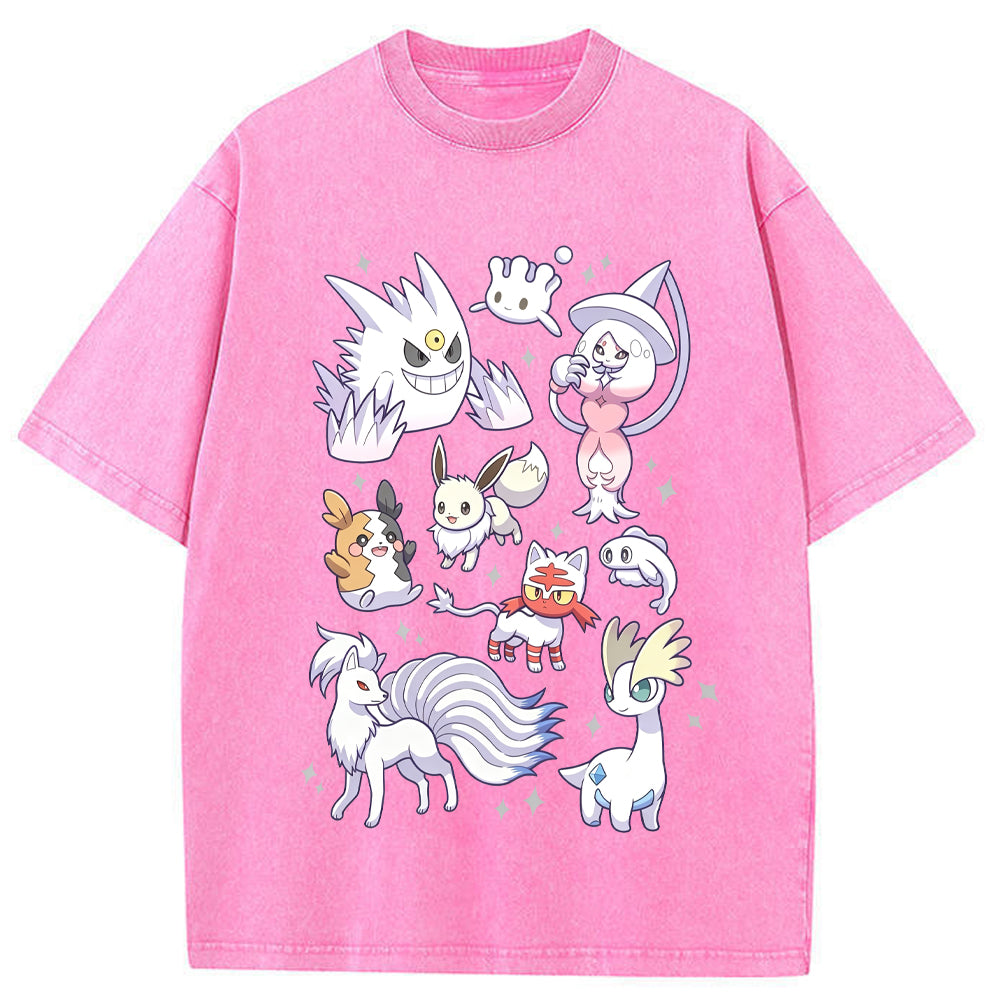 White Ice Ghost Fairy Type Squad Cartoon Tee | Pokemon Anime Secondary image
