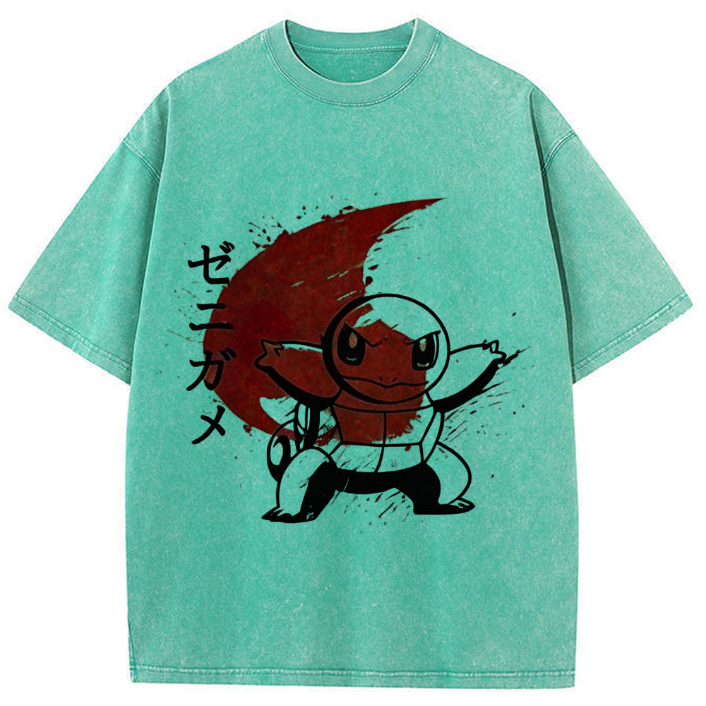 Ink Wash Squirtle Kanji Vintage Tee | Pokemon Anime