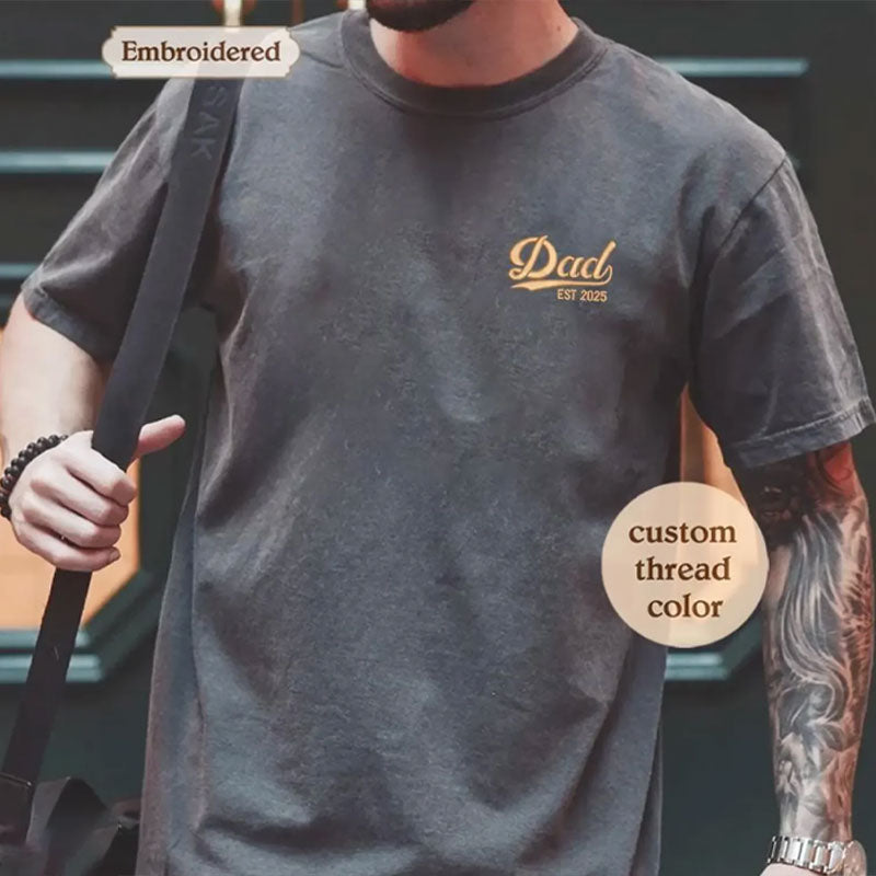 Custom Dad Est Embroidered Shirt, Personalized Father’s Day Gift for Dad Secondary image