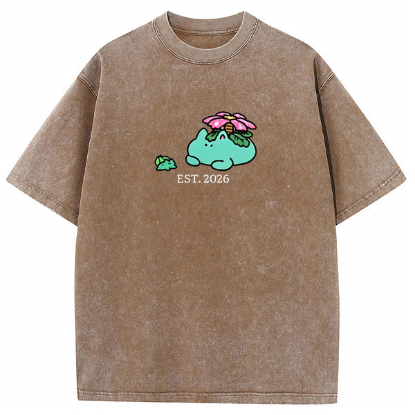 Cute Parent & Kid Meganium Vintage Washed T-Shirt