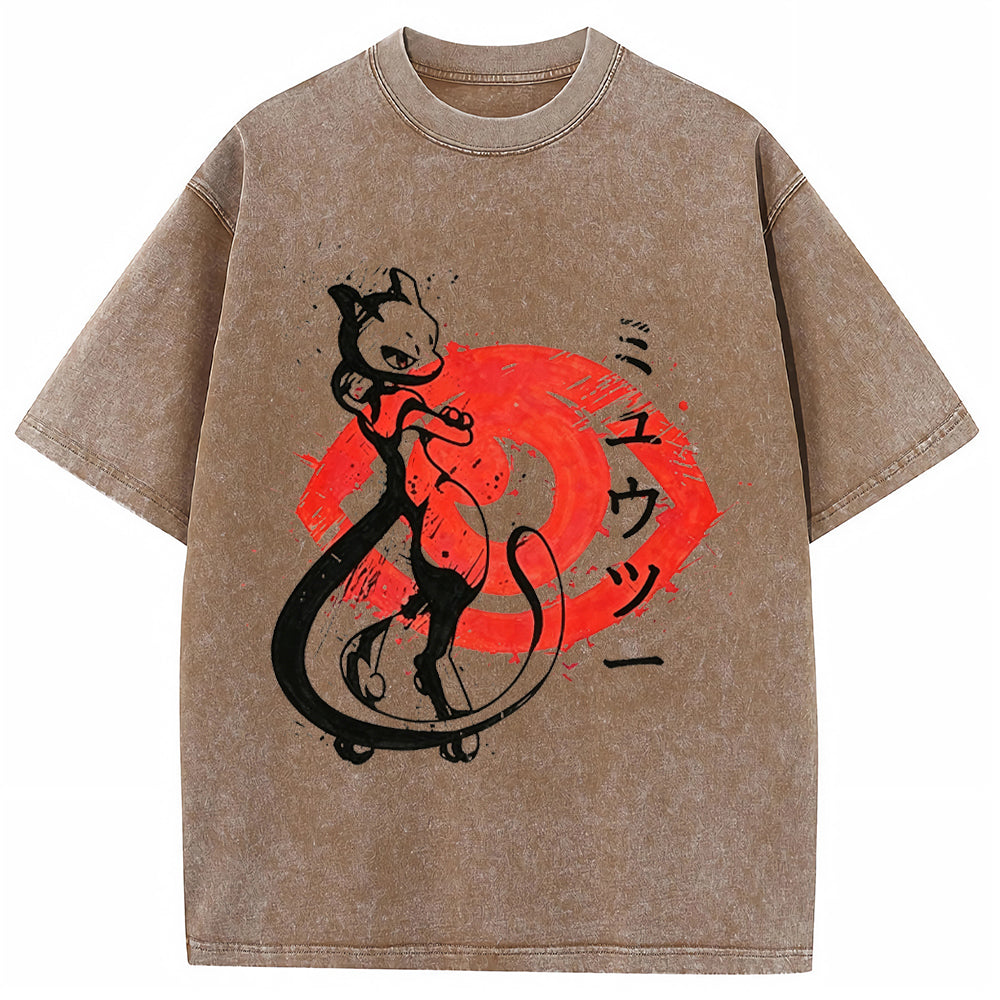 Ink Art Mewtwo Battle Silhouette Tee | Pokemon Anime