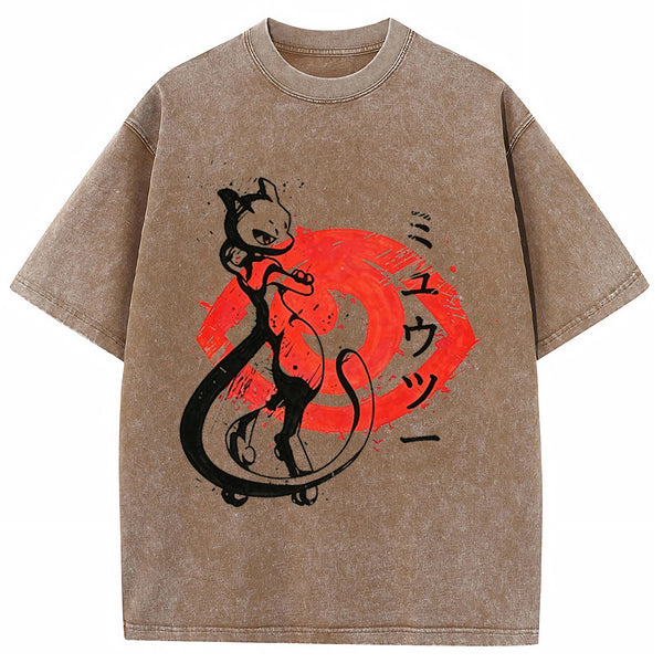 Ink Art Mewtwo Battle Silhouette Tee | Pokemon Anime