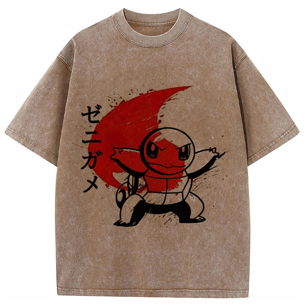 Ink Wash Squirtle Kanji Vintage Tee | Pokemon Anime