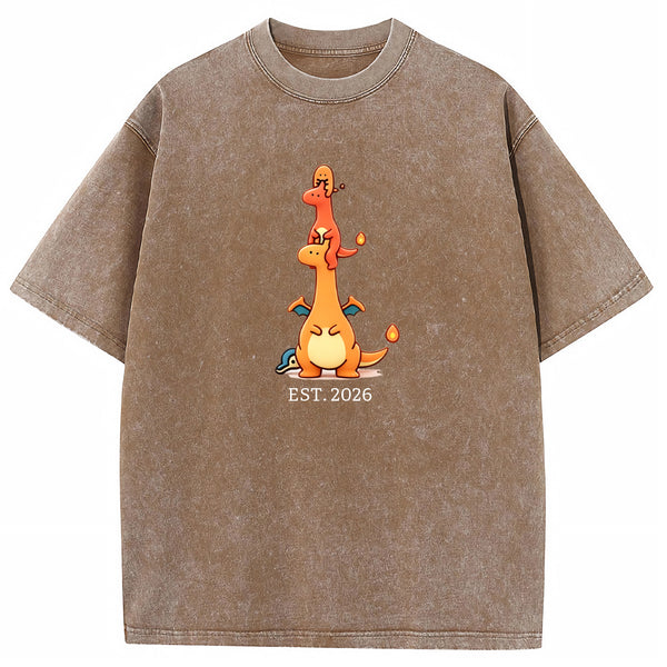 Cute Parent & Kid Charizard Vintage Washed T-Shirt