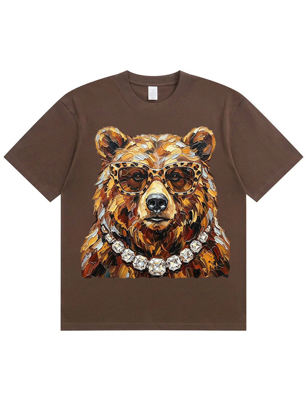 Glam Bear Bling Design Leopard Print T-Shirt