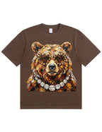 Glam Bear Bling Design Leopard Print T-Shirt