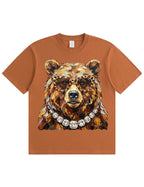 Glam Bear Bling Design Leopard Print T-Shirt