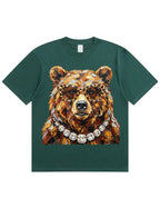 Glam Bear Bling Design Leopard Print T-Shirt
