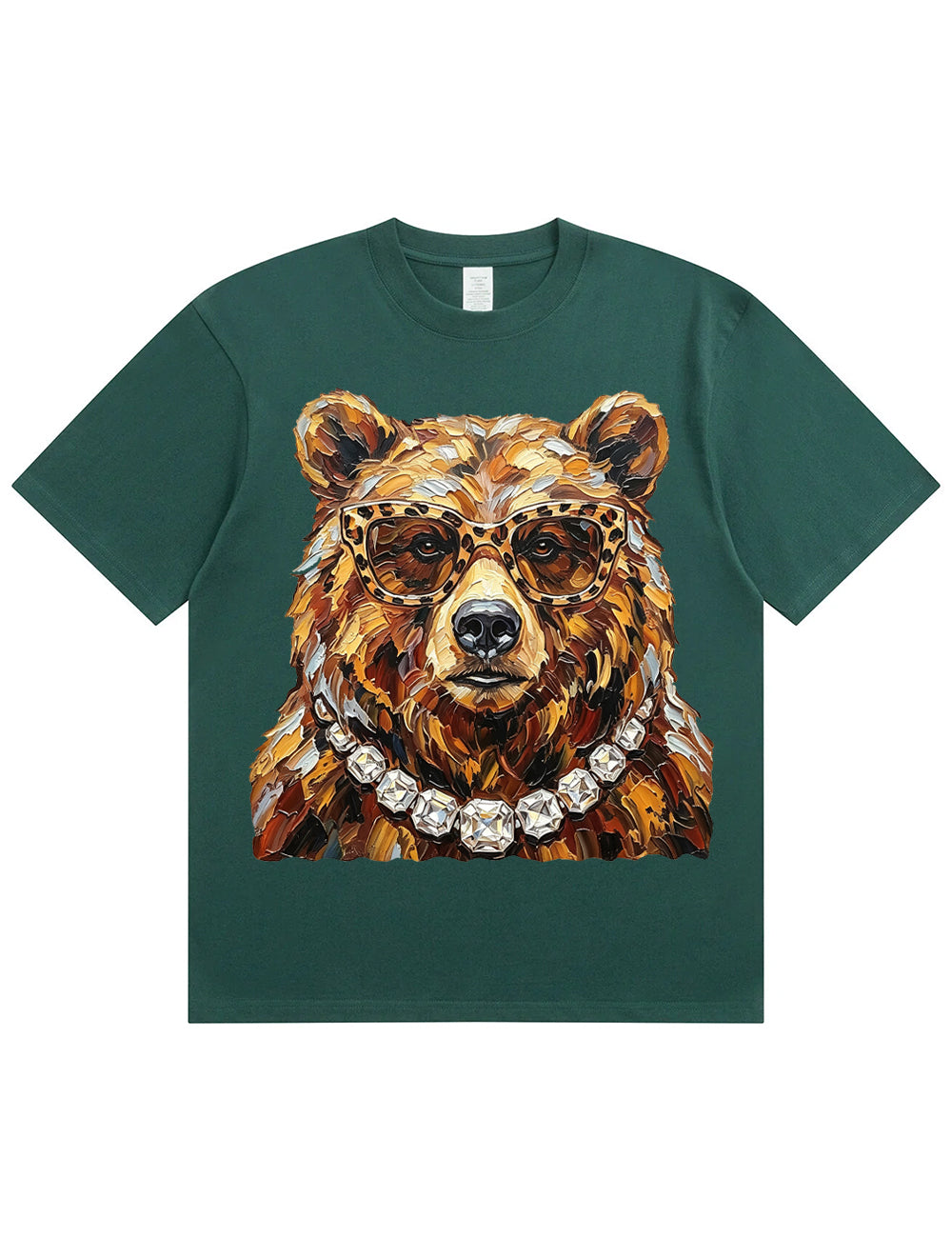 Glam Bear Bling Design Leopard Print T-Shirt