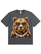 Glam Bear Bling Design Leopard Print T-Shirt