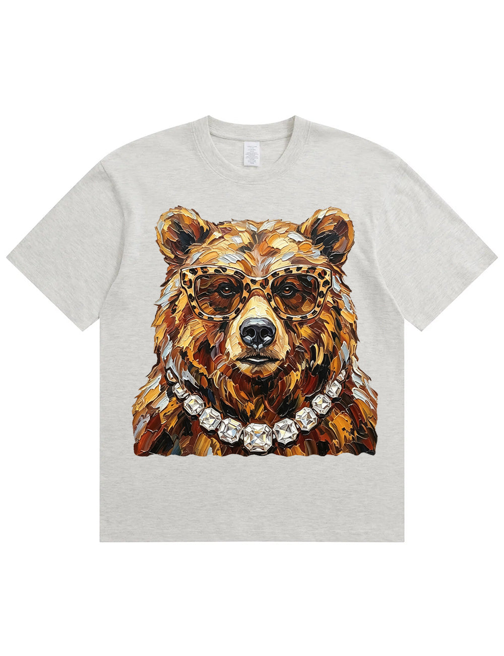 Glam Bear Bling Design Leopard Print T-Shirt