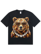 Glam Bear Bling Design Leopard Print T-Shirt