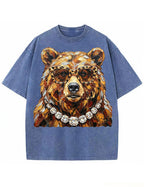 Glam Bear Bling Design Leopard Print T-Shirt