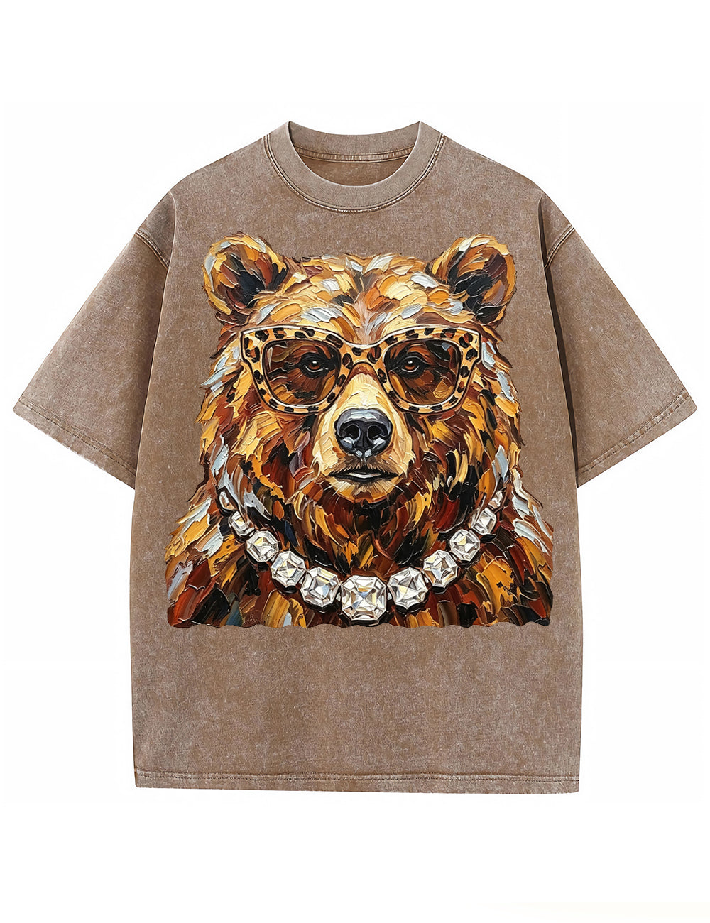 Glam Bear Bling Design Leopard Print T-Shirt