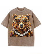 Glam Bear Bling Design Leopard Print T-Shirt