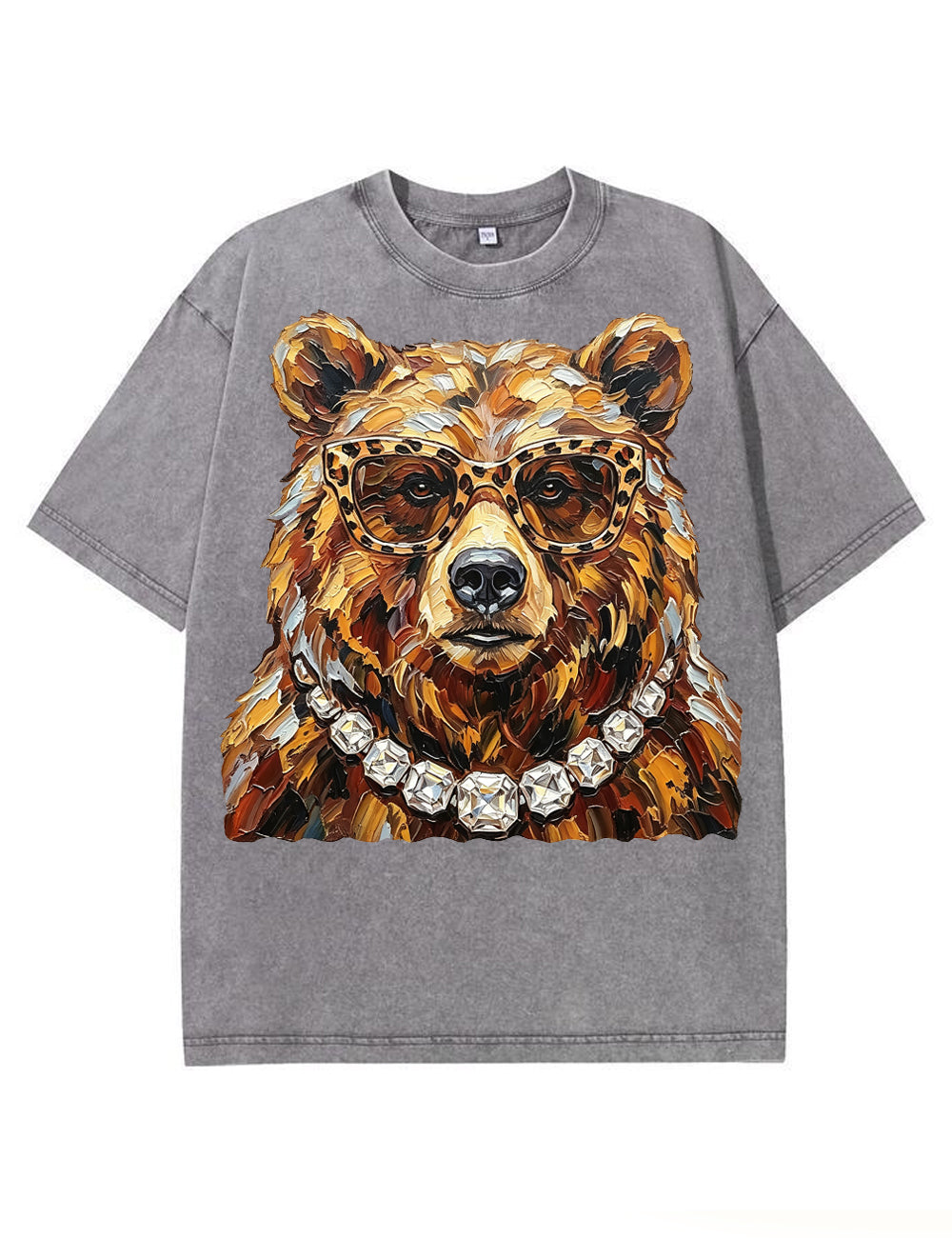 Glam Bear Bling Design Leopard Print T-Shirt