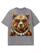 Glam Bear Bling Design Leopard Print T-Shirt