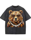 Glam Bear Bling Design Leopard Print T-Shirt