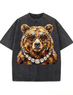 Glam Bear Bling Design Leopard Print T-Shirt