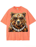 Glam Bear Bling Design Leopard Print T-Shirt