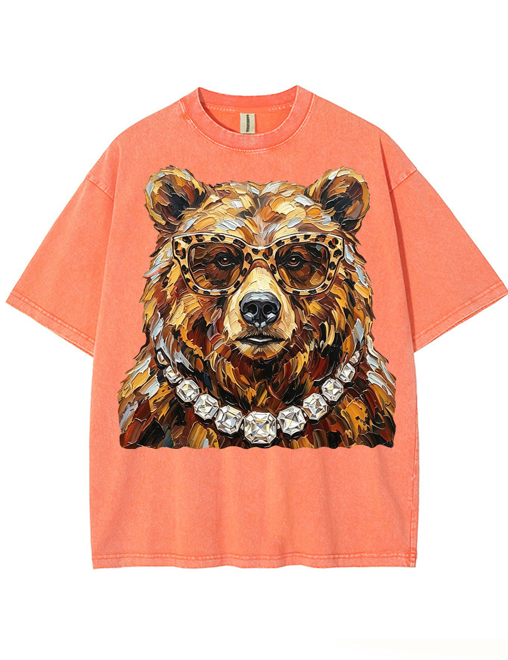 Glam Bear Bling Design Leopard Print T-Shirt