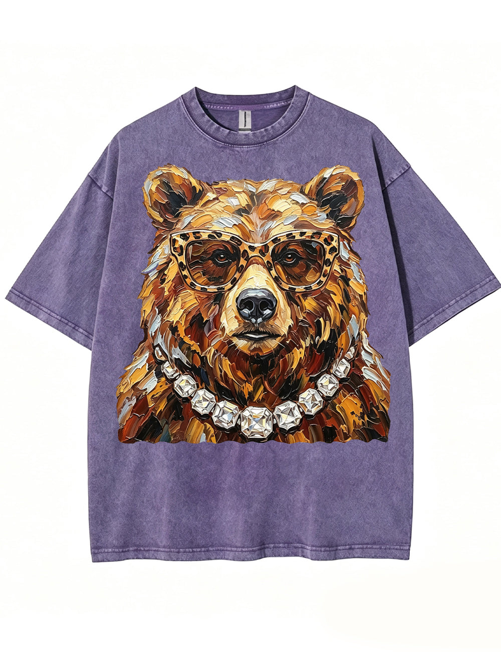 Glam Bear Bling Design Leopard Print T-Shirt Secondary image