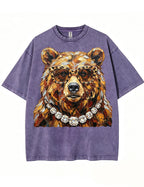 Glam Bear Bling Design Leopard Print T-Shirt
