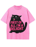 Funny Sarcastic Cat Oversized Casual T-Shirt