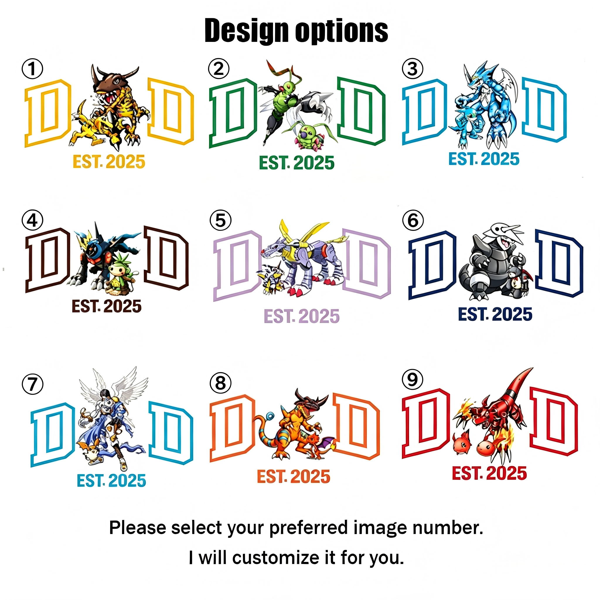 Personalized Digimon Fathers Day Crewneck with EST Year Secondary image