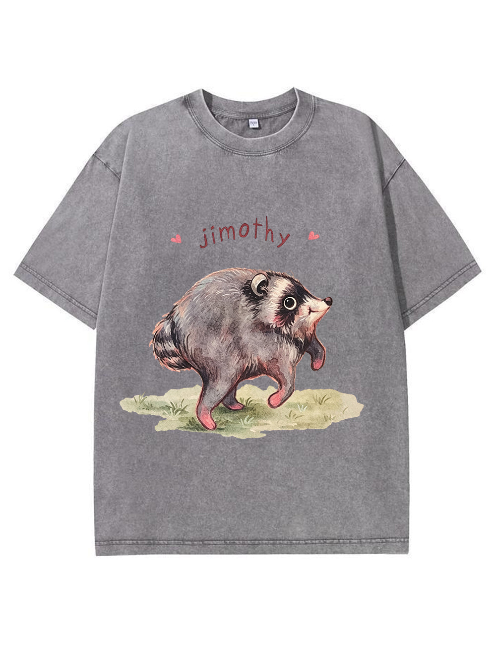 Vintage Washed Custom Name Raccoon Graphic T‑Shirt