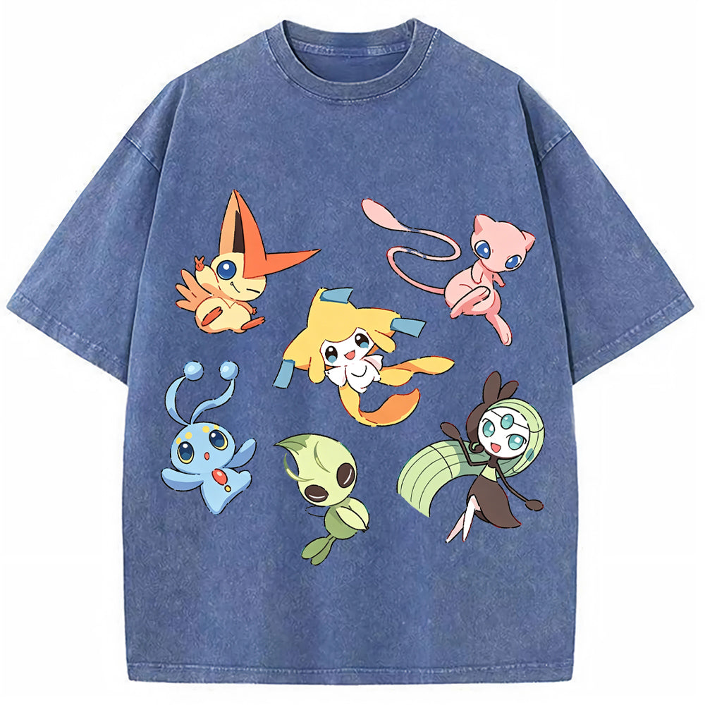 Mythical Legendary Pokemon Collage Vintage Washed T-Shirt | Pokemon Anime