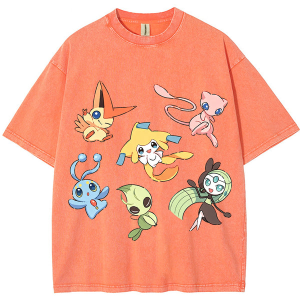 Mythical Legendary Pokemon Collage Vintage Washed T-Shirt | Pokemon Anime