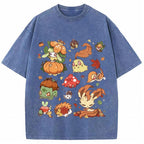 Vintage Washed Fall Autumn PKM Halloween Graphic T Shirt