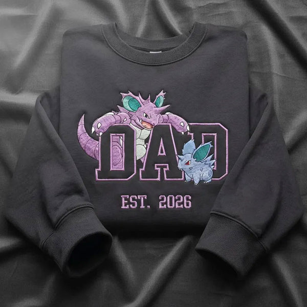 Custom Embroidered Anime Sweatshirt, Personalized PokaDad Character Hoodie