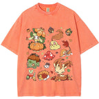 Vintage Washed Fall Autumn PKM Halloween Graphic T Shirt