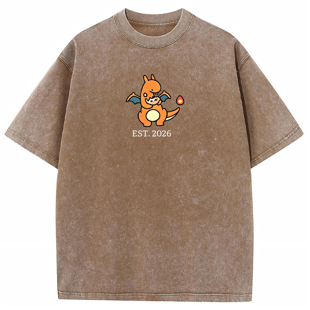 Cute Parent & Kid Charizard Vintage Washed T-Shirt