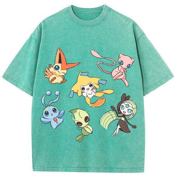 Mythical Legendary Pokemon Collage Vintage Washed T-Shirt | Pokemon Anime