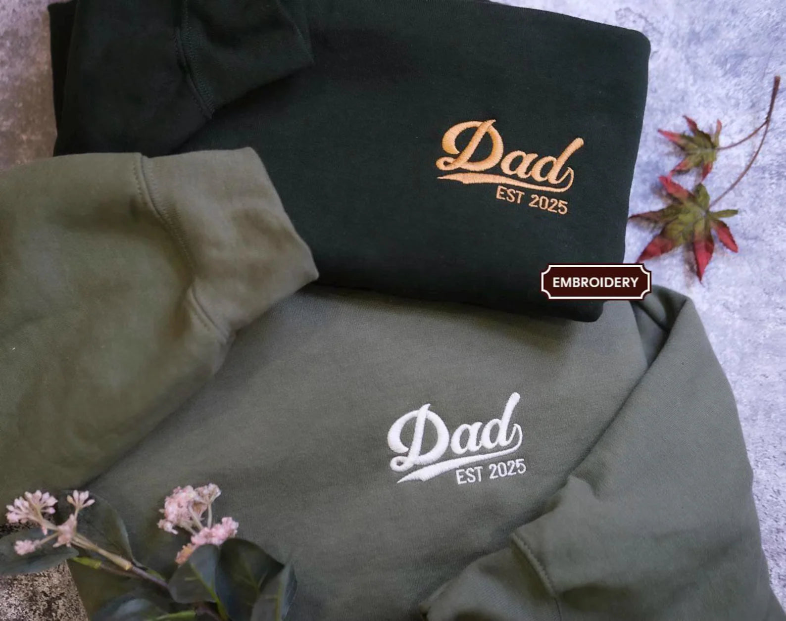 Custom Dad Est Embroidered Shirt, Personalized Father’s Day Gift for Dad Main image
