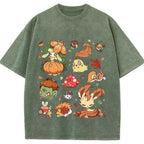 Vintage Washed Fall Autumn PKM Halloween Graphic T Shirt